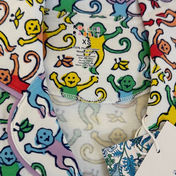 Roller Rabbit Disco Monkey polo shorts pajamas XS NWT - Picture 4 of 5